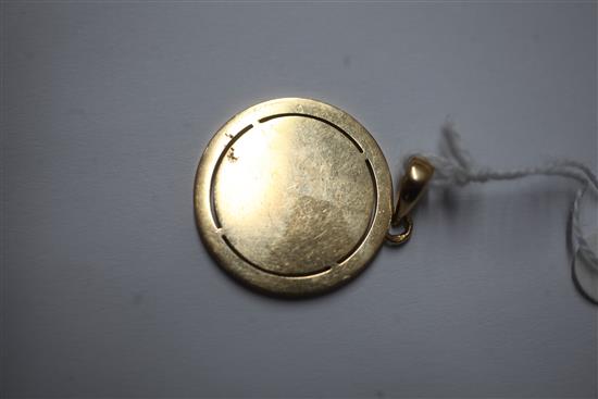 An 18ct gold French diamond and gem set QuHier Que Demain pendant, 25mm.